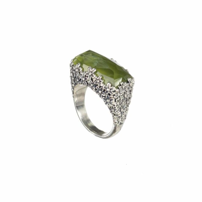 Wild Flower Anthemis katheto Ring in Sterling Silver with Doublet Gemstone - Image 6