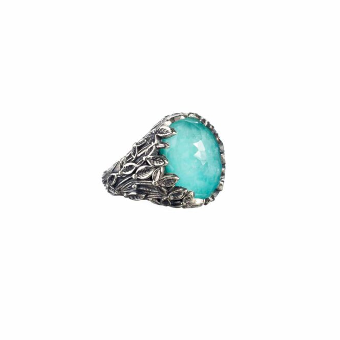 Cyclamin Oval Ring in Sterling Silver with Doublet Gemstone - Image 5