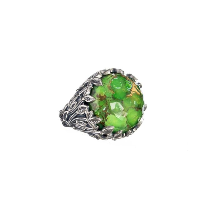 Cyclamin Round Ring in Sterling Silver with Doublet Gemstone - Image 3