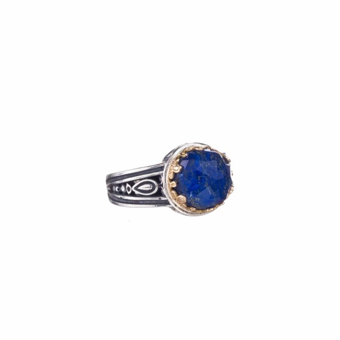 Aegean colors round ring in 18K Gold and Sterling Silver with doublet stone - Image 4