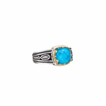 Aegean colors small square ring in 18K Gold and Sterling Silver with doublet stone