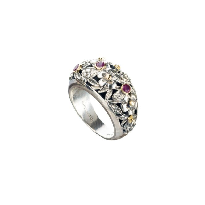 Harmony ring in 18K Gold and Sterling Silver with rubies