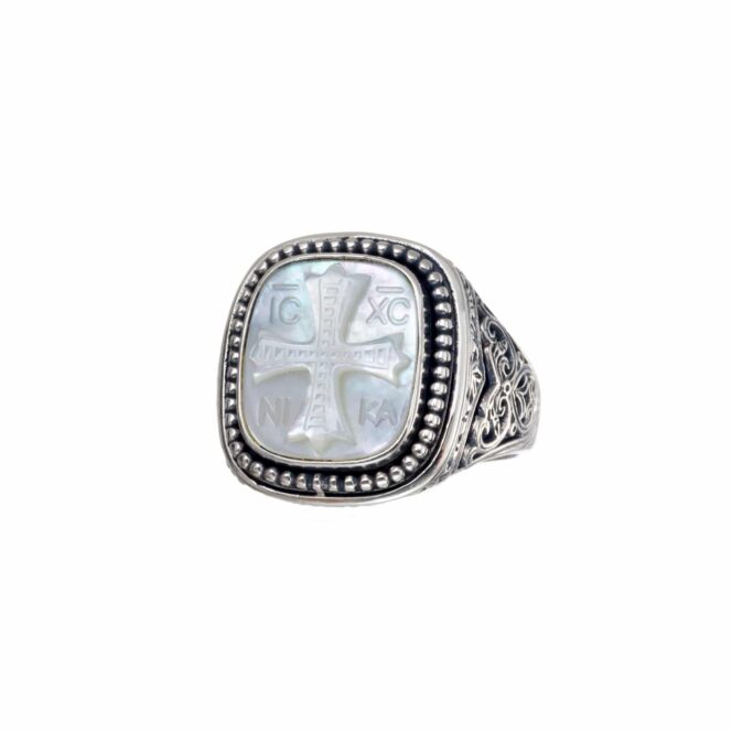 Symbol Ring with signet stone in Sterling Silver