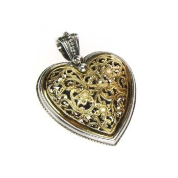 Garden Shadows big Heart pendant in 18K Gold and Sterling Silver