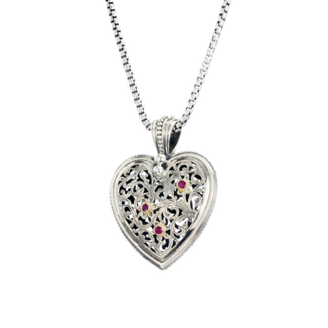 Garden shadows big Heart pendant in 18K Gold and Sterling Silver - Image 3