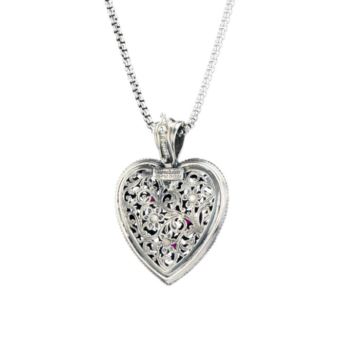 Garden shadows big Heart pendant in 18K Gold and Sterling Silver - Image 4