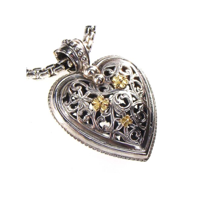 Garden Shadows medium Heart pendant in 18K Gold and Sterling Silver - Image 3