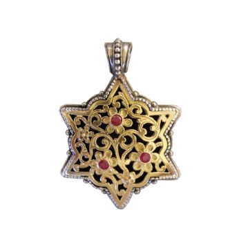 Garden Shadows Star Pendant in 18K Gold and Sterling Silver with Rubies