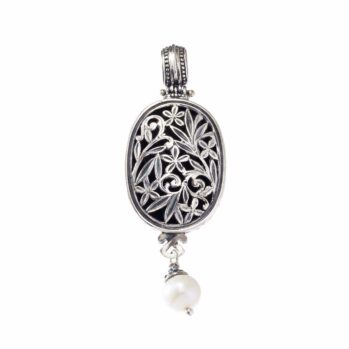 Garden Shadows Oval Pendant in Sterling Silver