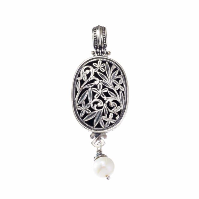 Garden Shadows Oval Pendant in Sterling Silver