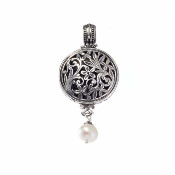 Garden Shadows Round Pendant in Sterling Silver