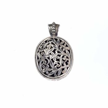 Garden Shadows Big Oval Pendant in Sterling Silver