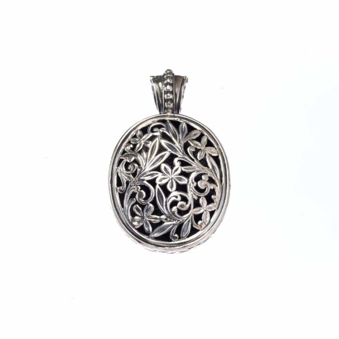 Garden Shadows Big Oval Pendant in Sterling Silver