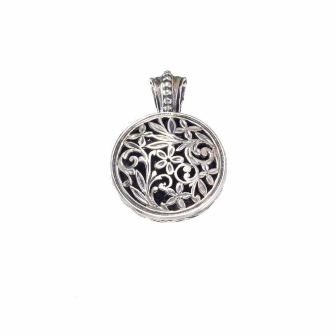 Garden Shadows Round Pendant in Sterling Silver