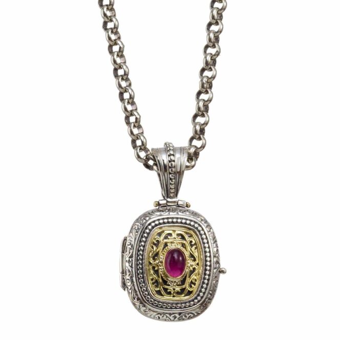 Locket pendant in 18K Gold and Sterling Silver - Image 2
