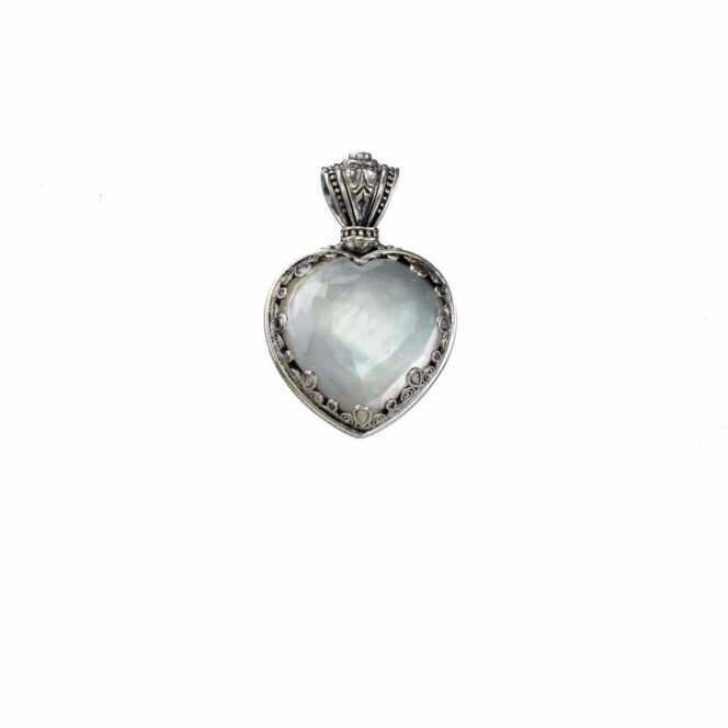 Aegean colors Big Heart pendant in Sterling Silver with Doublet Gemstone - Image 4