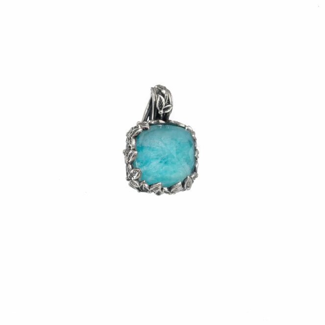 Cyclamin Square Pendant in Sterling Silver with Doublet Stone - Image 6