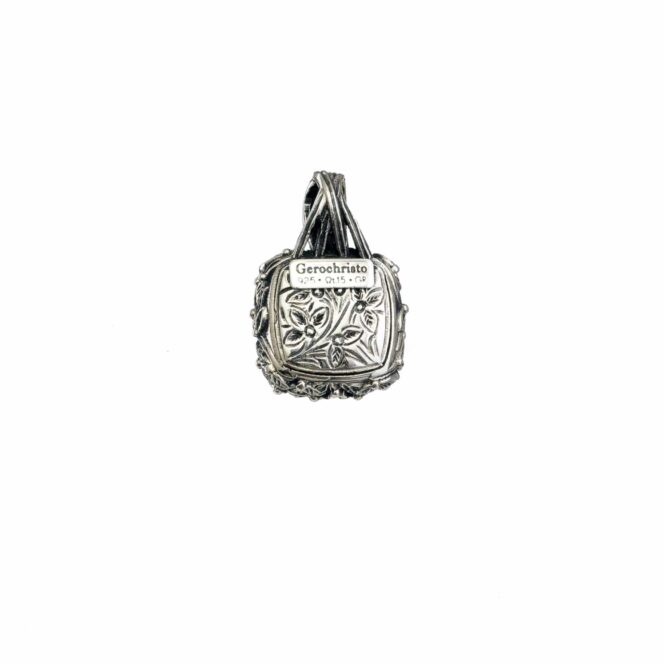 Cyclamin Square Pendant in Sterling Silver with Doublet Stone - Image 5
