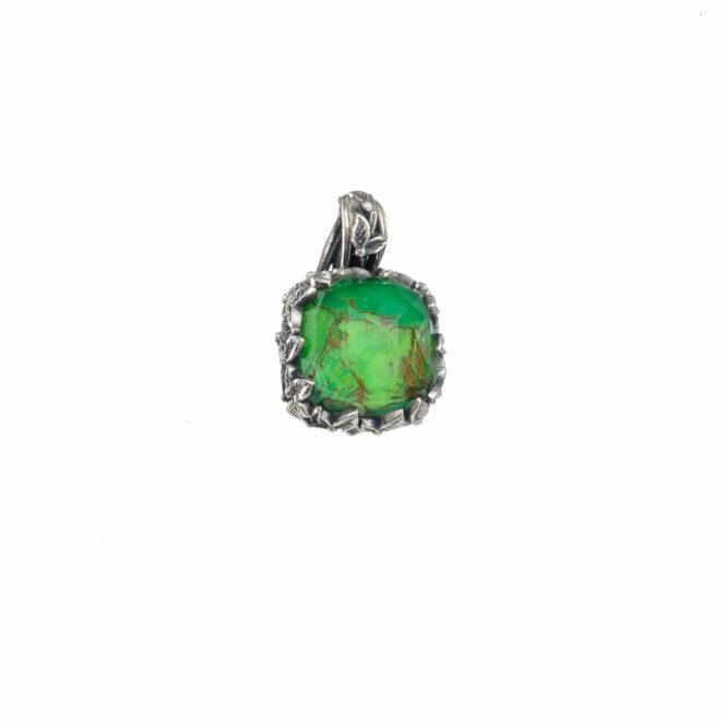 Cyclamin Square Pendant in Sterling Silver with Doublet Stone - Image 4