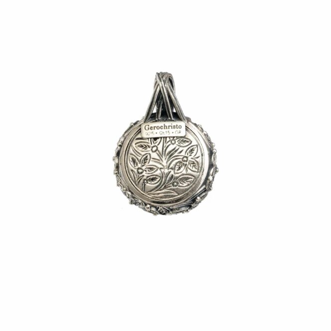 Cyclamin Big Round Pendant in Sterling Silver with Doublet Gemstone - Image 5