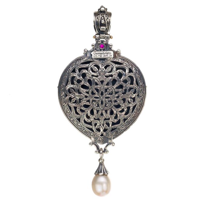 Imperial heart pendant in 18K Gold and Sterling Silver with Gemstones - Image 4