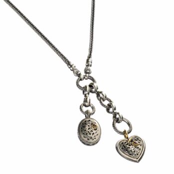 Garden Shadows Charm necklace in 18K Gold and Sterling Silver with rubies