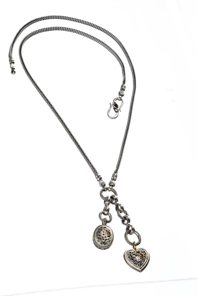Garden Shadows Charm necklace in 18K Gold and Sterling Silver with rubies - Image 2