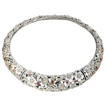 Harmony necklace in 18K Gold and Sterling Silver with rubies