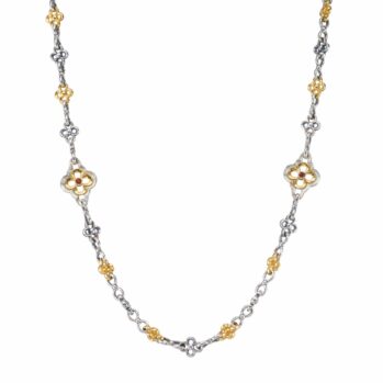 The Flower Handmade Chain in Sterling Silver with Gold Plated Parts