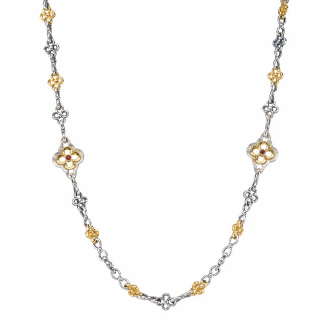 The Flower Handmade Chain in Sterling Silver with Gold Plated Parts