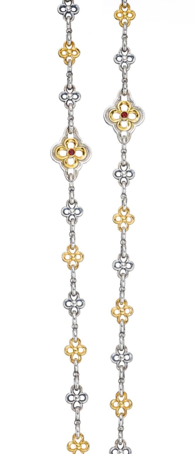 The Flower Handmade Chain in Sterling Silver with Gold Plated Parts - Image 2