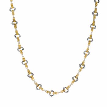 Byzantine Flower Chain in Sterling Silver with Gold Plated Parts