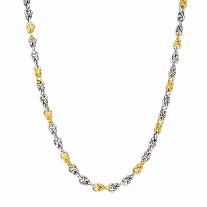 Wrap Link Chain in Sterling Silver with Gold Plated Parts