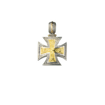 Maltese Patmos cross in 18K Gold & Sterling Silver