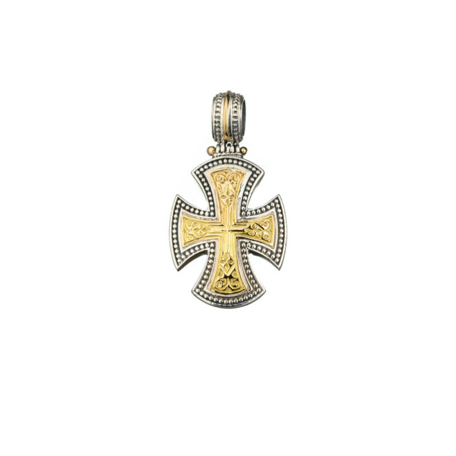 Maltese Patmos cross in 18K Gold & Sterling Silver