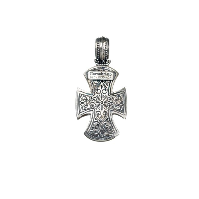 Maltese Patmos cross in Sterling Silver with Blue Topaz - Image 2