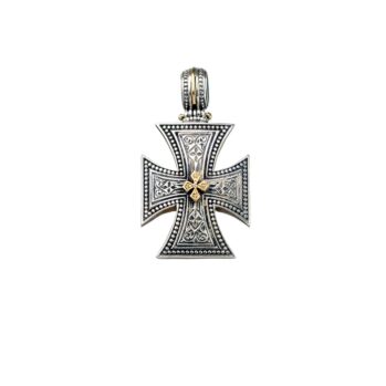 Maltese Patmos cross in Sterling Silver with 18K Gold
