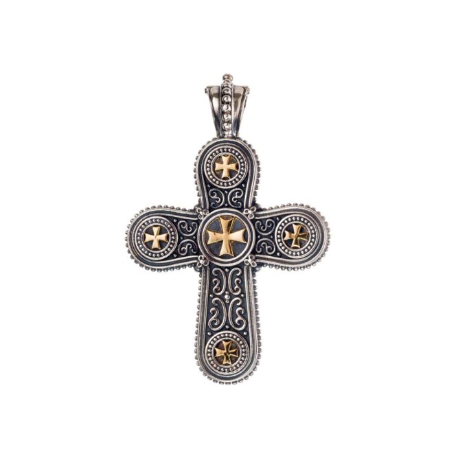 Patmos Cross in Sterling Silver with 18K Gold - Image 3
