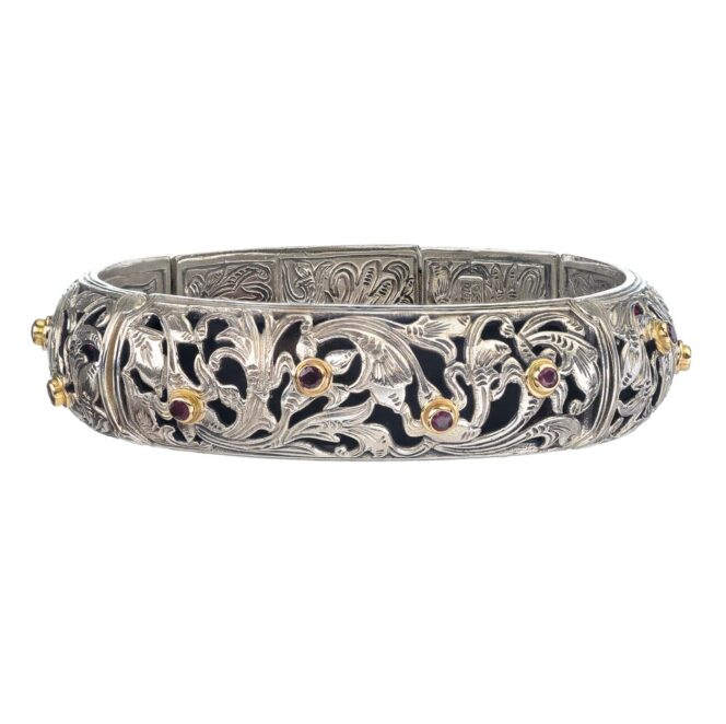 Harmony bracelet in 18K Gold and Sterling Silver with rubies