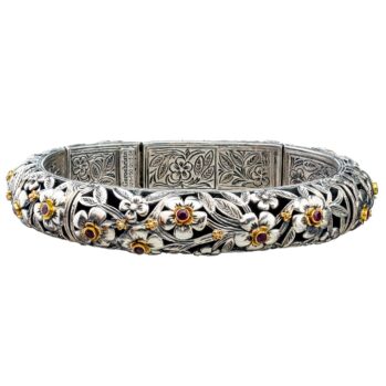 Harmony bracelet in 18K Gold and Sterling Silver with rubies