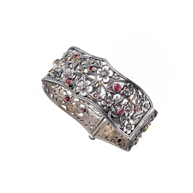 Harmony bracelet in 18K Gold and Sterling Silver with rubies - Image 3