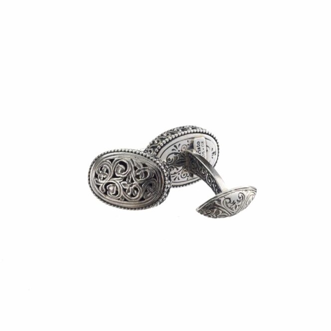 Garden Shadows medium Oval Cufflinks in Sterling Silver
