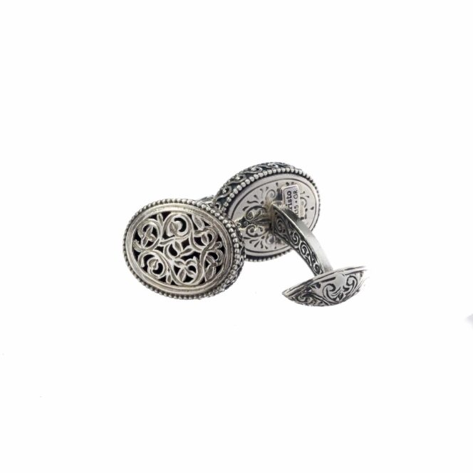 Garden Shadows Oval Cufflinks in Sterling Silver