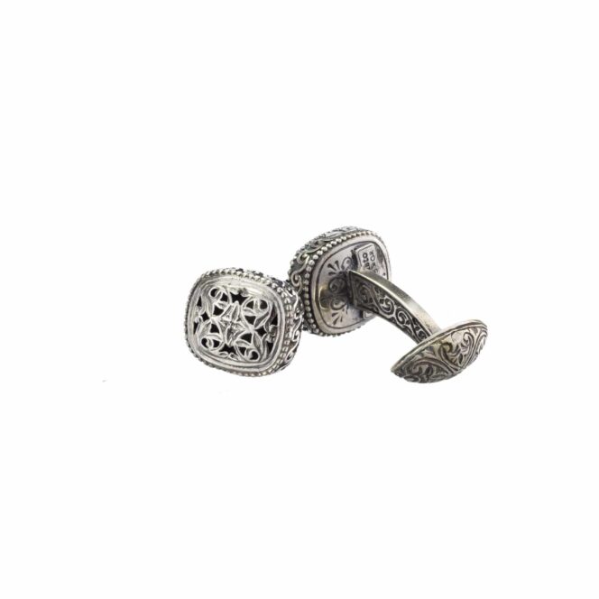 Garden Shadows small Cushion Shape Cufflinks in Sterling Silver