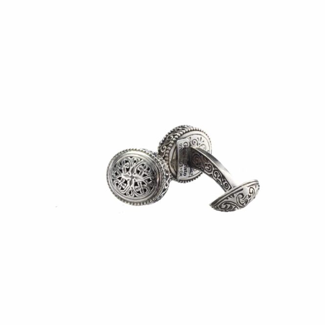 Garden Shadows Small Oval Cufflinks in Sterling Silver