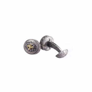 Garden Shadows small Oval Cufflinks in Sterling Silver with 18K Gold