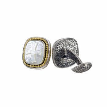 Byzantine style signet cufflinks in 18K Gold and Sterling Silver