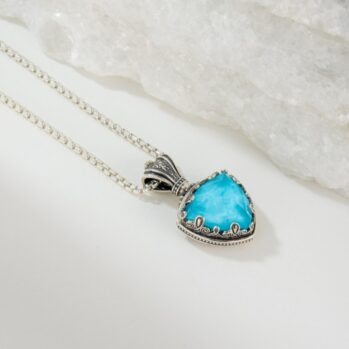 Aegean colors Triangle Pendant in Sterling Silver with Doublet Gemstone