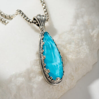 Aegean colors big teardrop pendant in Sterling Silver