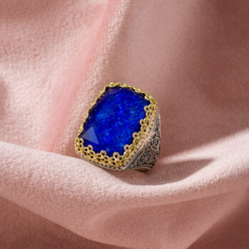 Aegean colors Ring in 18K Gold and Sterling Silver with Doublet stone